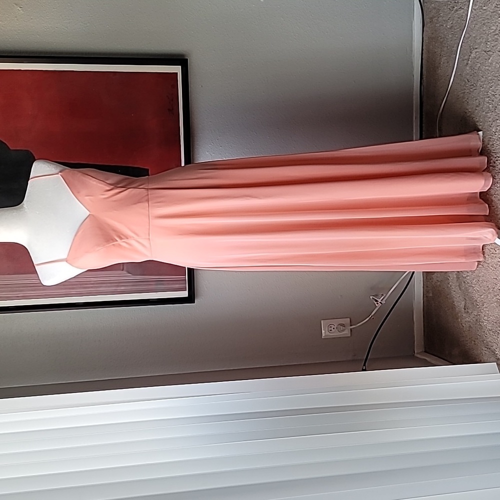 Azazie Peach Spaghetti Strap Wedding Dress